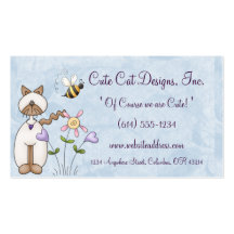 Chat blanc de Whimiscal avec le carte de visite de