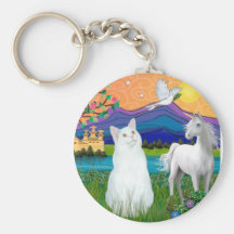 Chat blanc - terre d'imaginaire porte-clefs