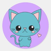 Chat bleu mignon de Kawaii Autocollants