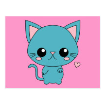 Chat bleu mignon de Kawaii Cartes Postales