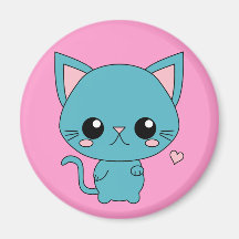 Chat bleu mignon de Kawaii Aimants Pour Réfrigérateur