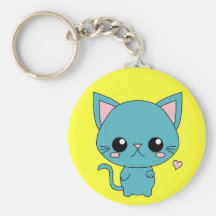 Chat bleu mignon de Kawaii Porte-clefs
