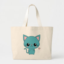 Chat bleu mignon de Kawaii Sacs De Toile