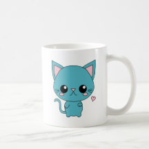 Chat bleu mignon de Kawaii Tasse
