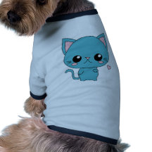 Chat bleu mignon de Kawaii T-shirts Pour Animaux Domestiques