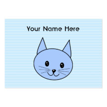 Chat bleu mignon. Fond bleu-clair de rayure Carte De Visite