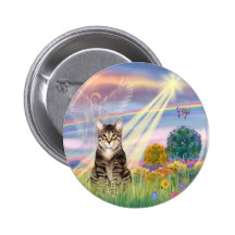 Chat (chat tigré) - ange de nuage pin's avec agrafe