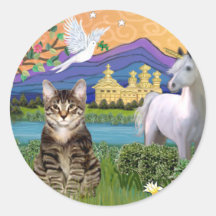 Chat - (chat tigré) - terre d'imaginaire autocollants