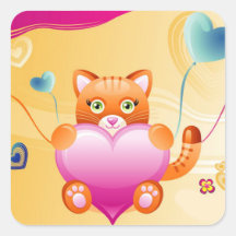 Chat d'amour sticker carré