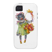 Chat d'Arthur Theile Kitty avec le panier de fleur Coques Case-Mate iPhone 4