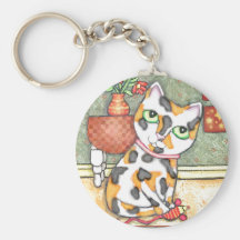 Chat de calicot/chaton avec le jouet porte-clef