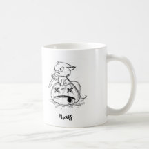 Chat de Halloween avec la tasse de café de couteau