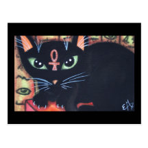 Chat de l'Egypte avec Ankh Cartes Postales