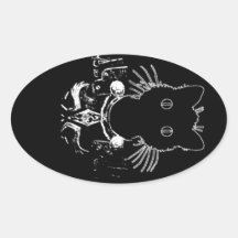 chat de minou de chevalier sticker ovale