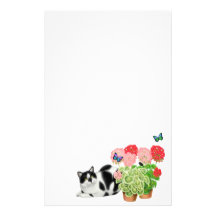 Chat de Moxie et papeterie de papillons Papier À Lettre Personnalisé