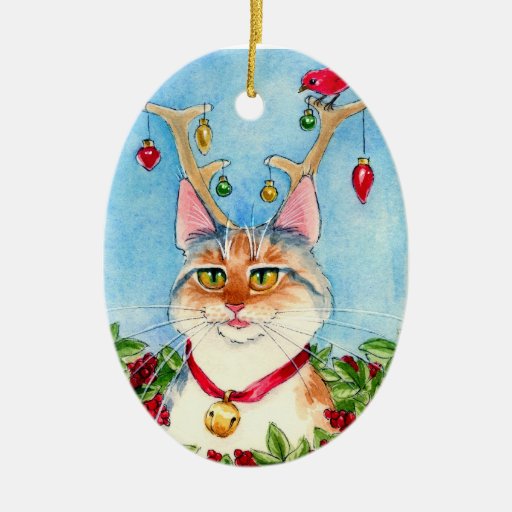Chat de Noël avec l'ornement d'andouillers de renn