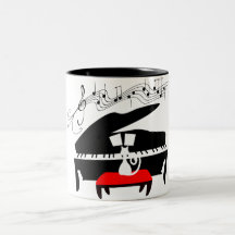 Chat de piano tasse