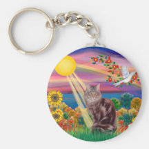 Chat de ragondin du Maine 10 - automne Sun Porte-clé
