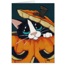 Chat de smoking dans la carte de Halloween de citr