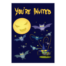 Chat de sorcière et invitation faits sur commande 