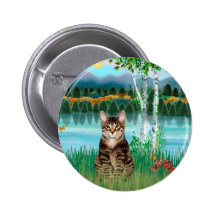 Chat de tigre tigré - bouleaux badges