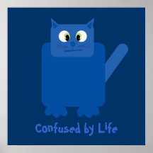 Chat drôle de bande dessinée confus par l'affiche 