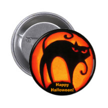 Chat effrayant heureux de Halloween ! Bouton Pin's Avec Agrafe