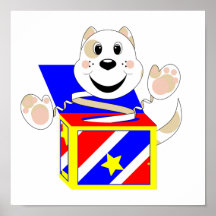 Chat Elliot de Skrunchkin dans la boîte colorée Affiche