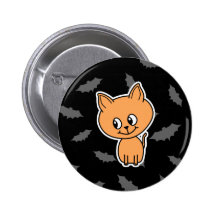 Chat et battes oranges badge avec épingle