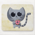 Chat et beignet gris mignons tapis de souris