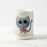 Chat et beignet gris mignons tasses à café