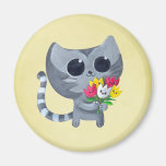Chat et fleurs mignons de Kitty Magnets