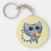 Chat et fleurs mignons de Kitty Porte-clefs