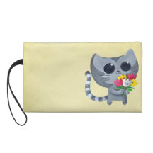 Chat et fleurs mignons de Kitty Pochettes Avec Dragonne
