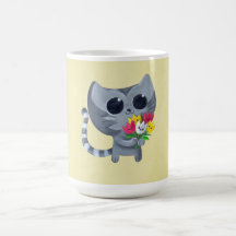 Chat et fleurs mignons de Kitty Tasses À Café