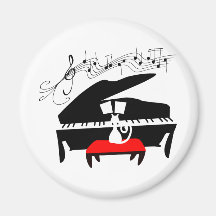 Chat et piano magnets pour réfrigérateur