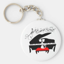 Chat et piano porte-clef
