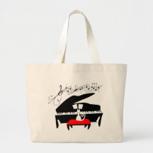 Chat et piano sac en toile