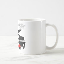 Chat et piano tasse