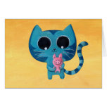 Chat et porc mignons de Kitty Cartes De Vœux