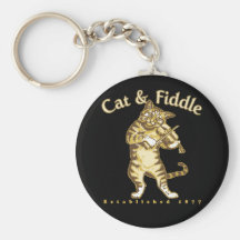 Chat et violon porte-clefs