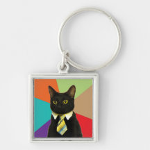 Chat fait sur commande Keychain d'affaires Porte-clef