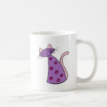 Chat floral pourpre tasse à café