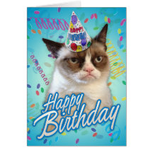 Chat grincheux de joyeux anniversaire cartes de vœux