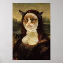 Chat grincheux Mona Lisa Posters