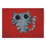 Chat gris mignon avec de grands yeux au beurre noi carte