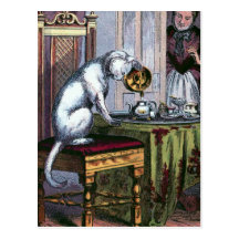 "Chat illustration vintage faisant thé" Cartes Postales