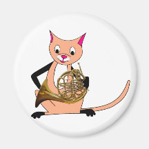 Chat jouant le cor de harmonie aimant pour réfrigérateur