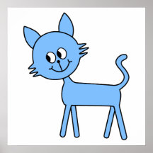 Chat mignon. Chat bleu-clair de marche Affiches