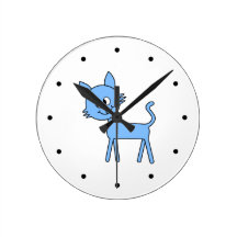 Chat mignon. Chat bleu-clair de marche Horloges Murales